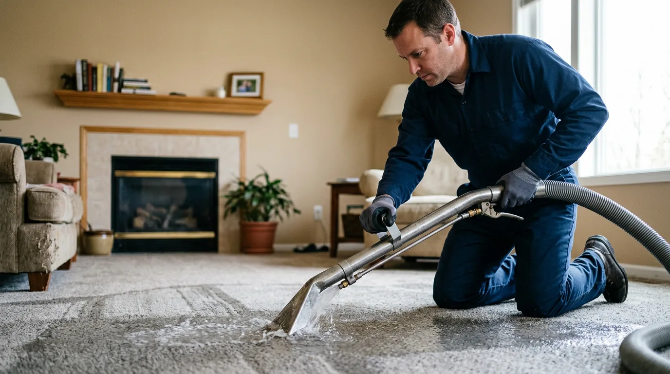 Water damage restoration technician working near New Cumberland, WV